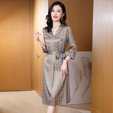 Summer Silk Floral Dress Printed pure silk dresses with sash